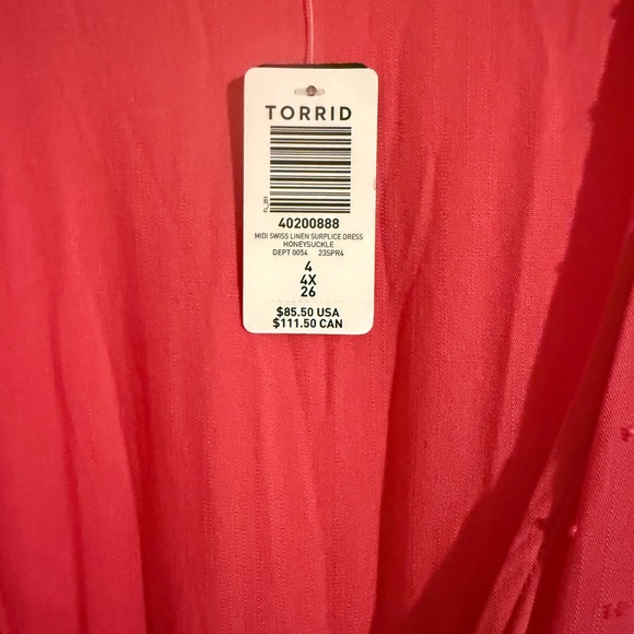 Torrid Pink Wrap Sundress with Tie Front and Plunge Neckline - Picture 2 of 4